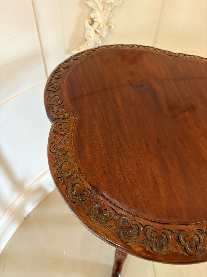 Antique Edwardian Carved Mahogany Lamp Table